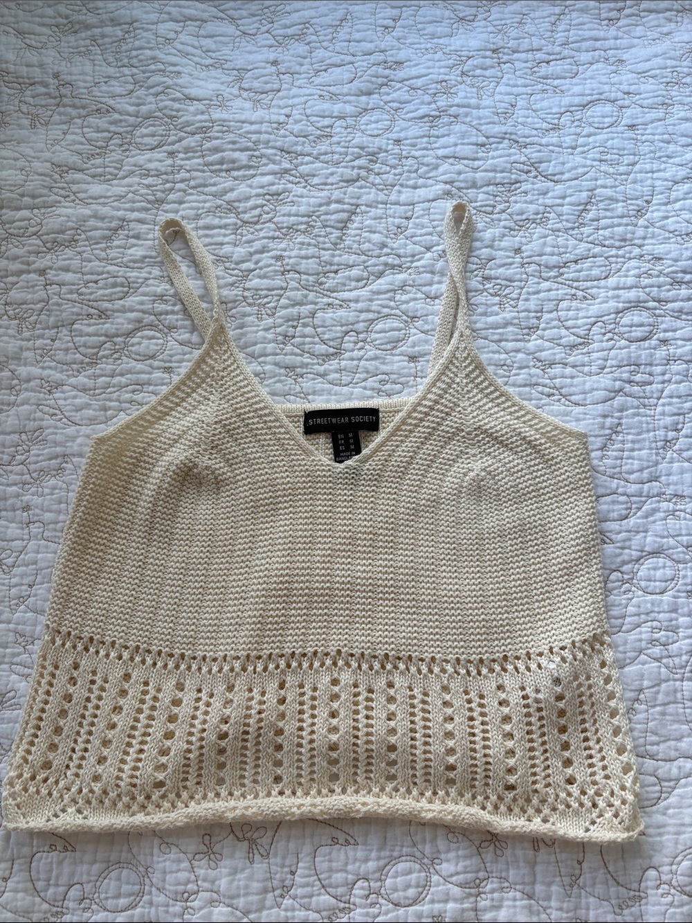Cottage core crochet tank, medium